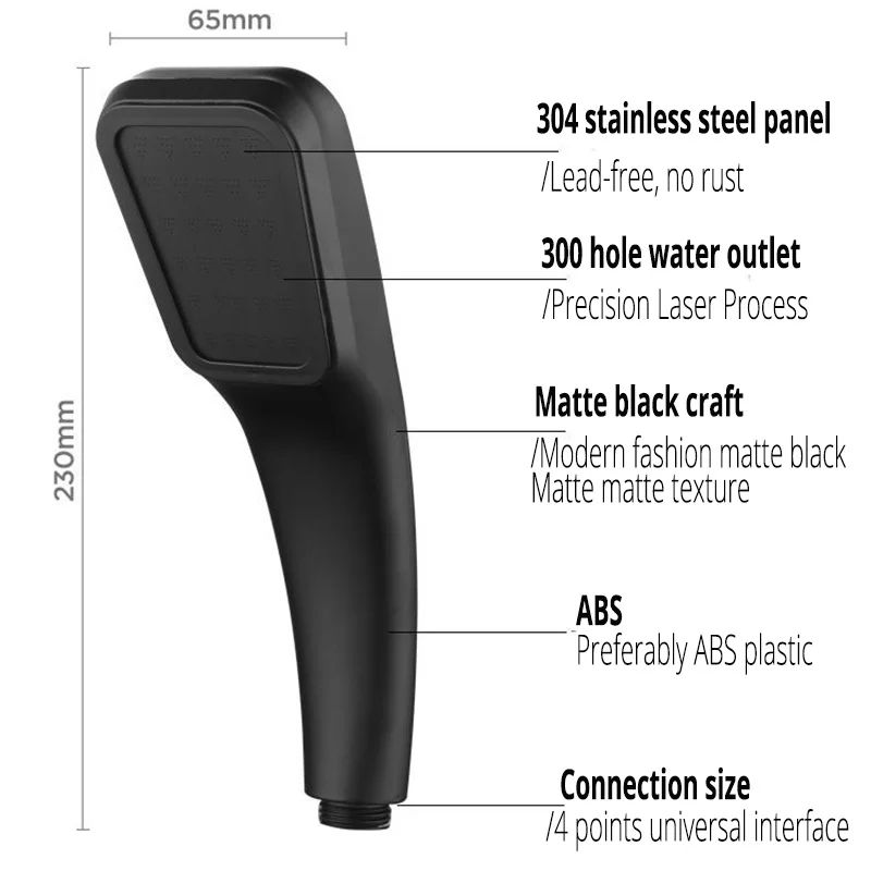 300Hole High Pressure Handheld Shower Head With Hose 2