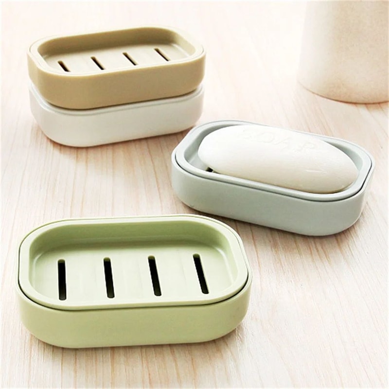 DoubleLayer Portable Soap Dish With Cover 0