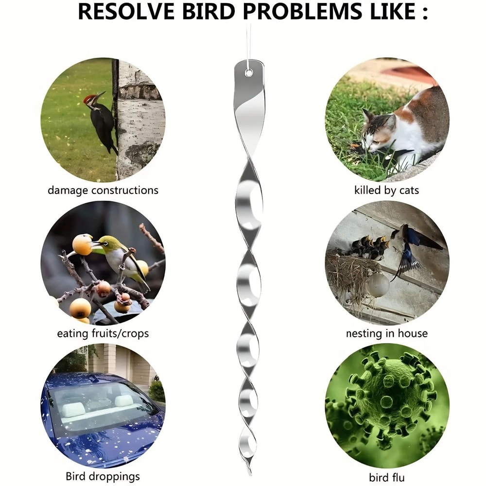 Reflective Bird Repellent Wind Spirals 4