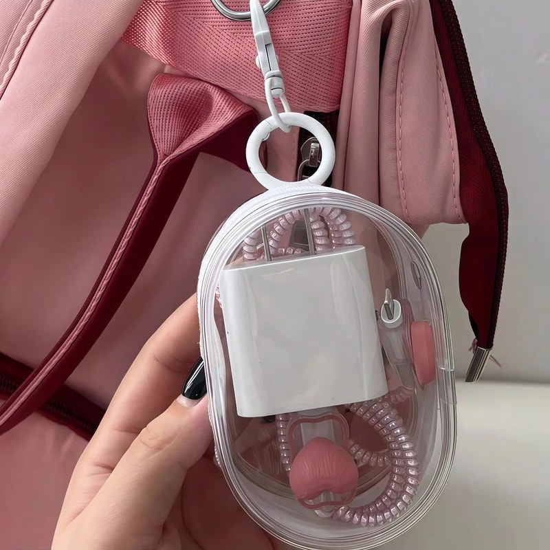 Mini Clear Zipper Storage Bag Keychain 6
