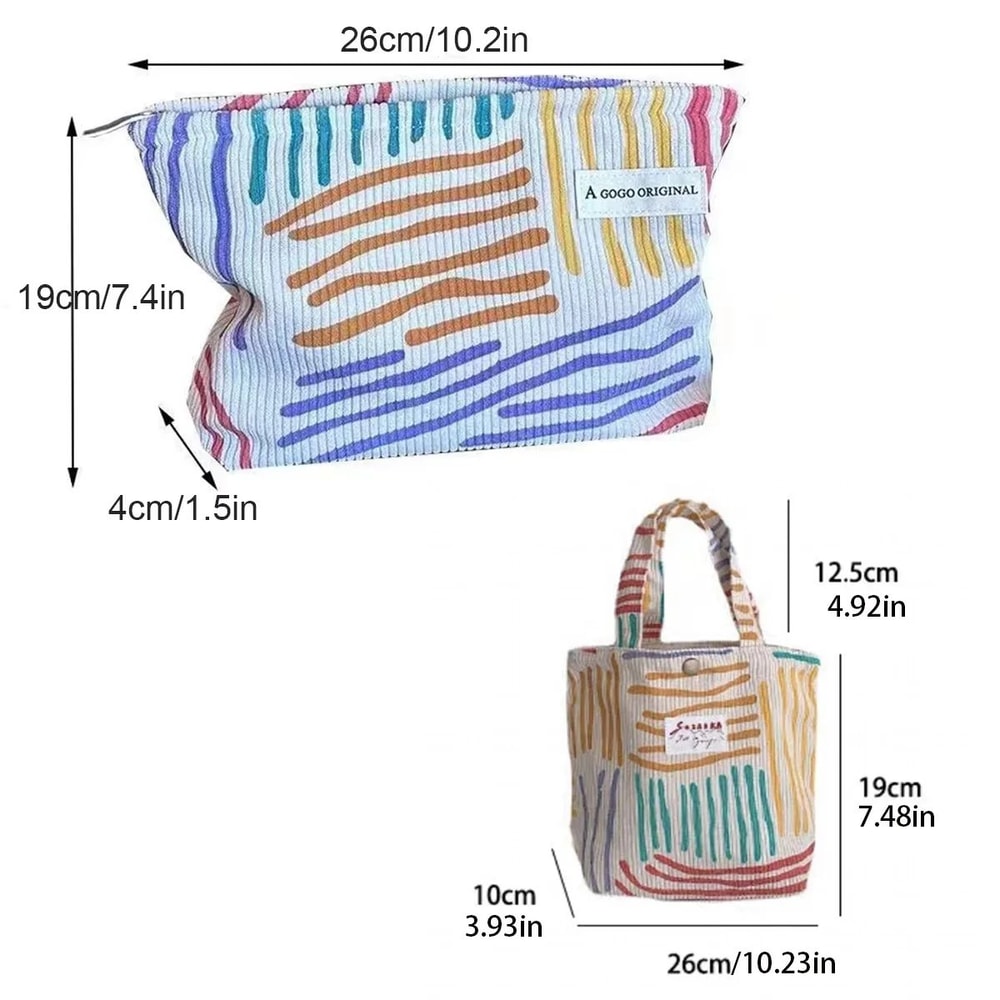 Striped Corduroy Cosmetic Bag 1