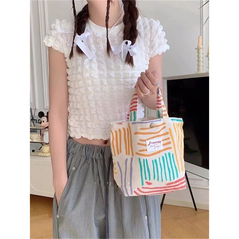 Striped Corduroy Cosmetic Bag 6