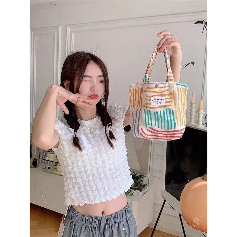 Striped Corduroy Cosmetic Bag 7