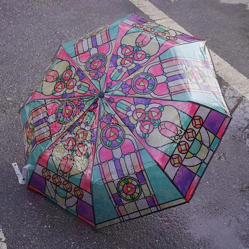 Colorful Glass Pattern Automatic Umbrella 2