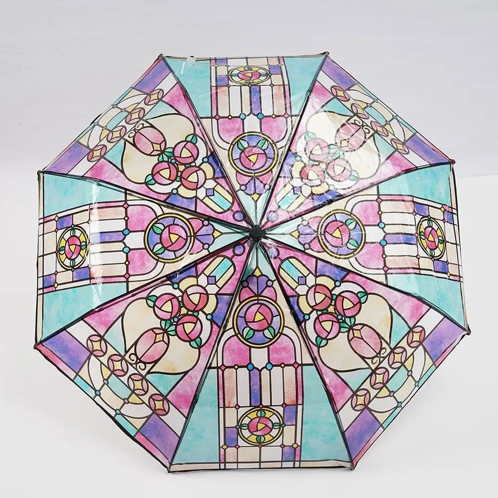 Colorful Glass Pattern Automatic Umbrella 4