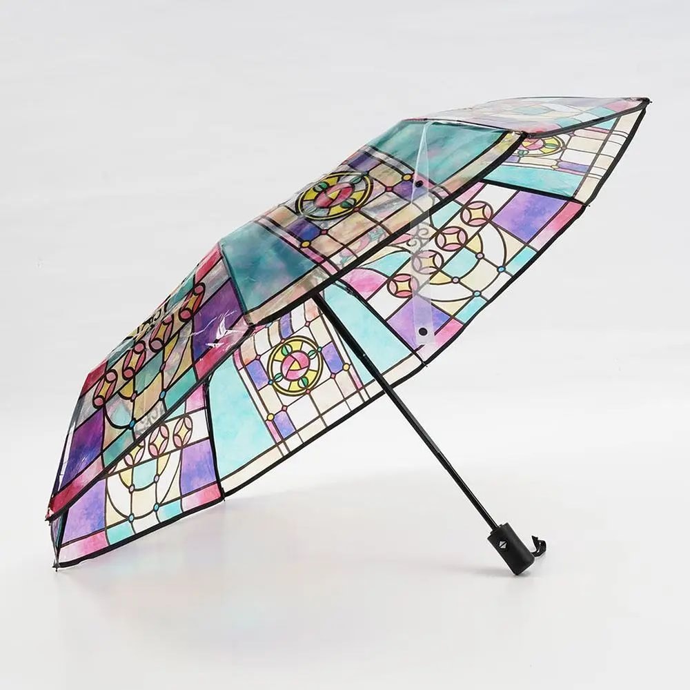 Colorful Glass Pattern Automatic Umbrella 5
