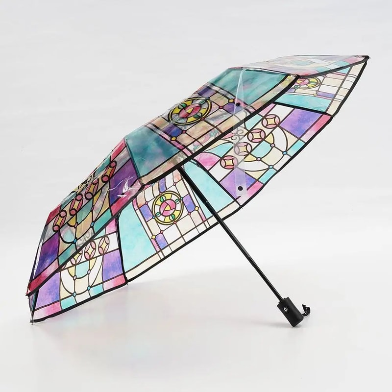 Colorful Glass Pattern Automatic Umbrella 5