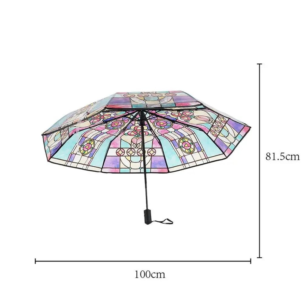Colorful Glass Pattern Automatic Umbrella 9