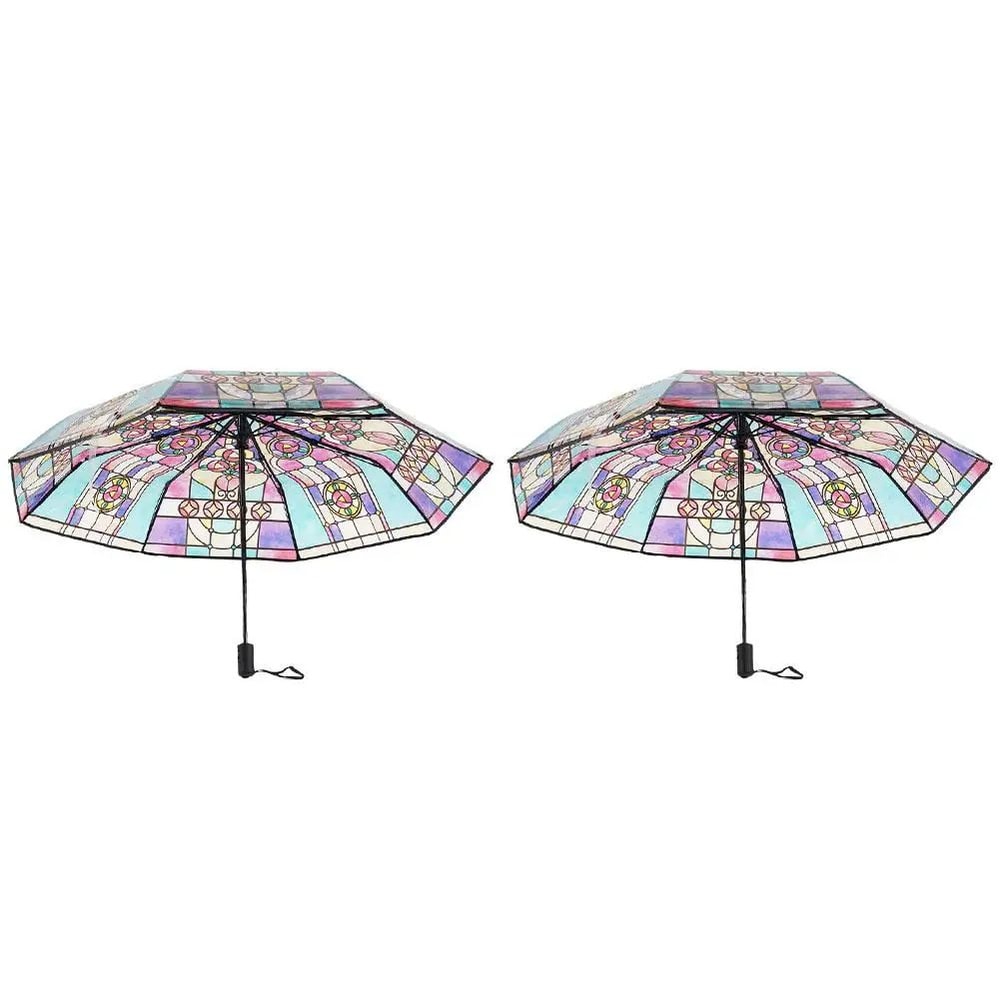 Colorful Glass Pattern Automatic Umbrella 11
