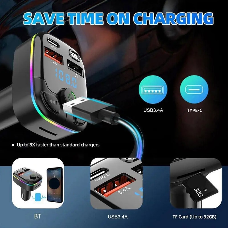 Bluetooth FM Transmitter Car Charger 6