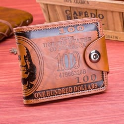 retro dollar pattern mens pu leather wallet