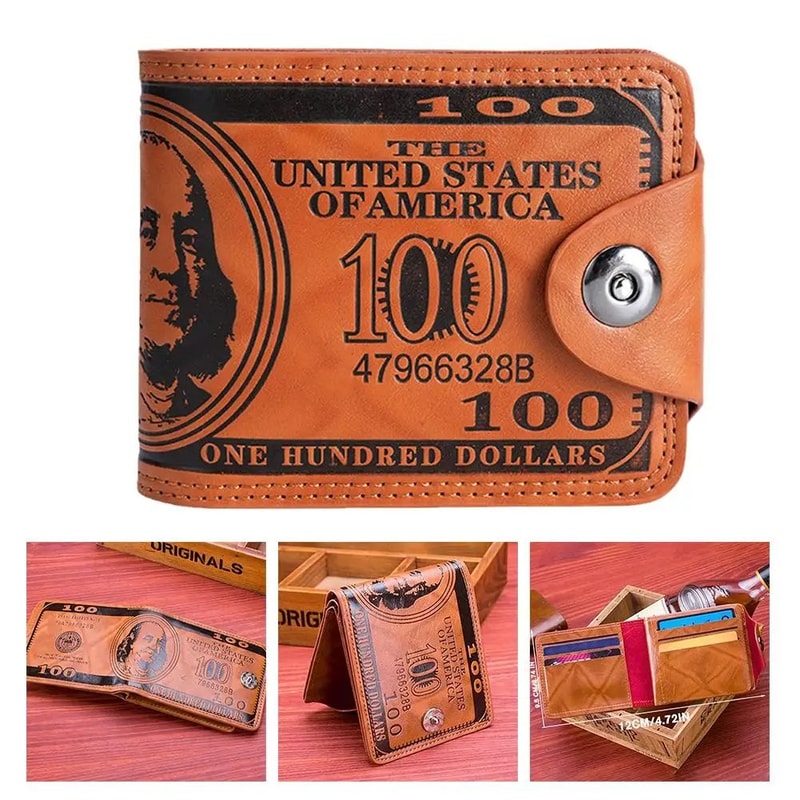 Retro Dollar Pattern Mens PU Leather Wallet 1