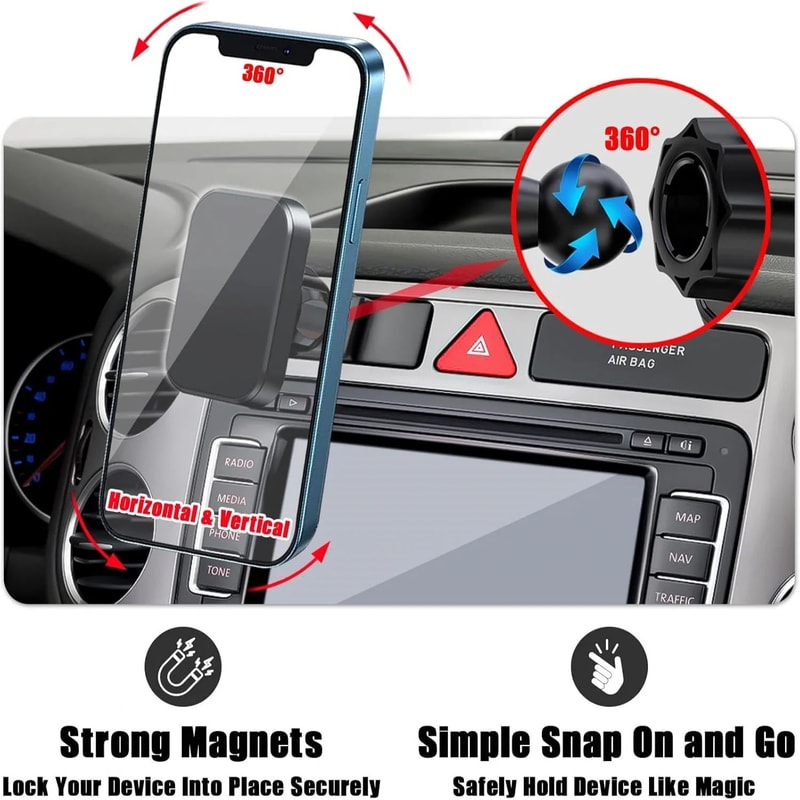 Magnetic Car Phone Holder With Air Vent Mount 6