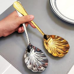 stainless steel shell shape soup spoon