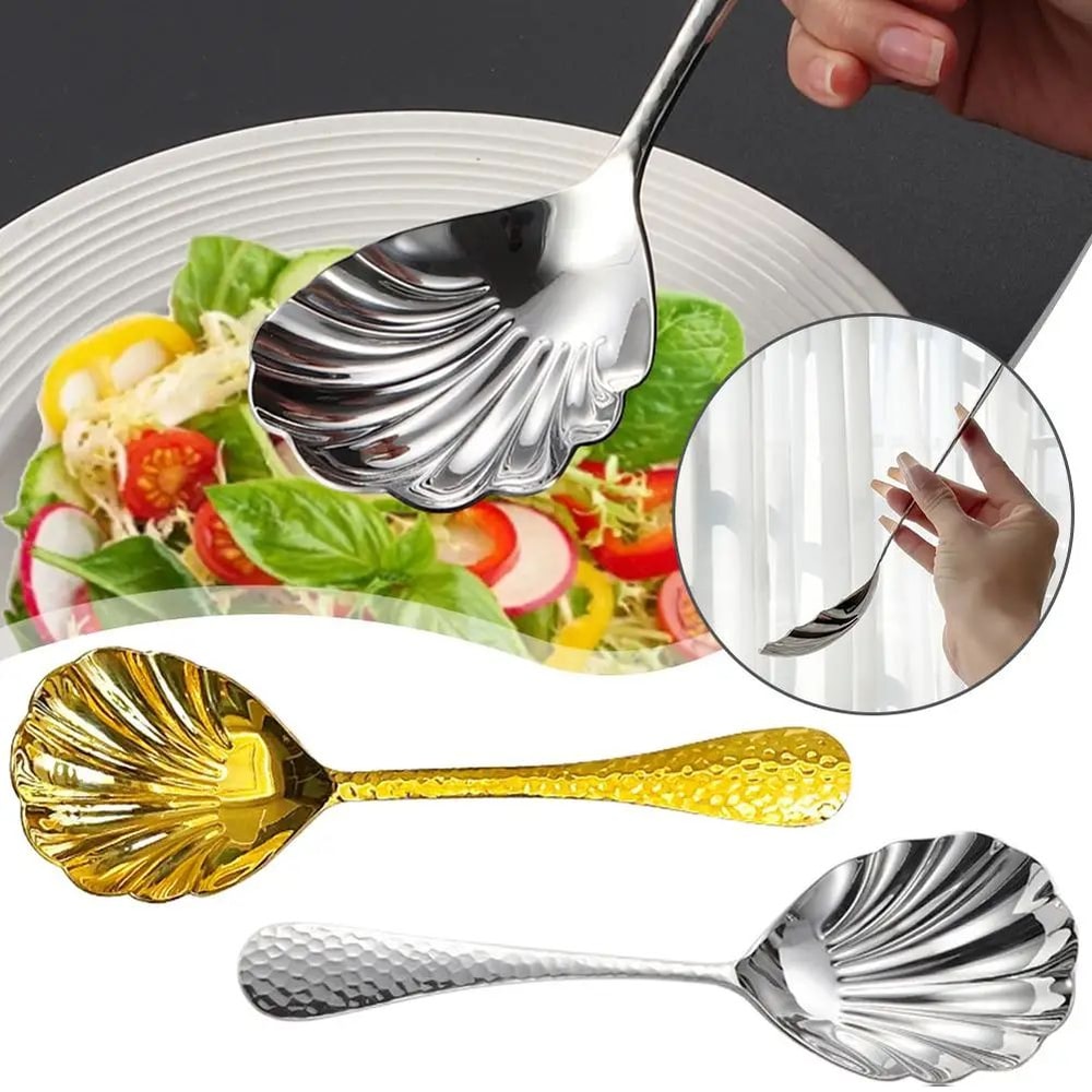 Stainless Steel Shell Shape Soup Spoon 2