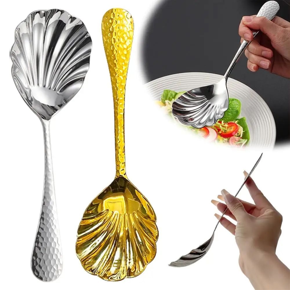 Stainless Steel Shell Shape Soup Spoon 6