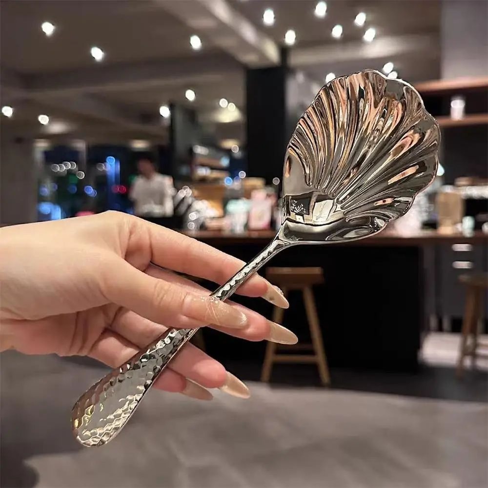 Stainless Steel Shell Shape Soup Spoon 8