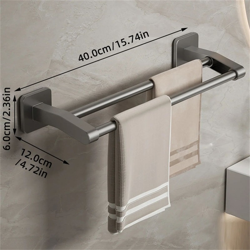 Wall Mounted No Drill Bathroom Towel Rack 16
