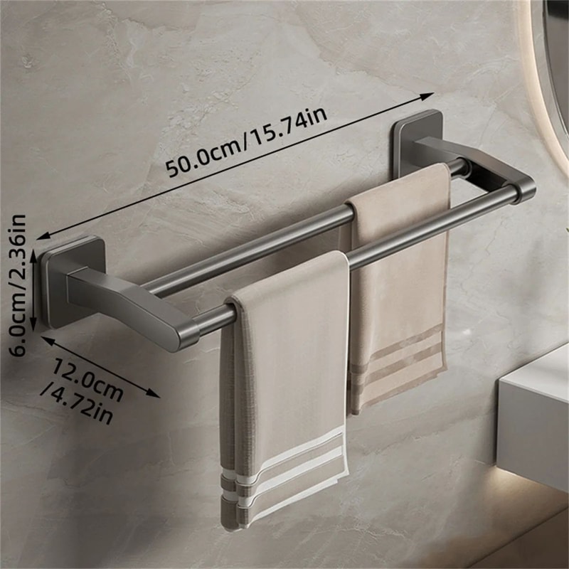 Wall Mounted No Drill Bathroom Towel Rack 17