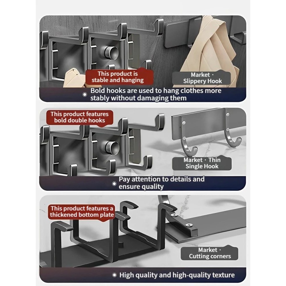 No Drill Folding Door Robe Hooks 2