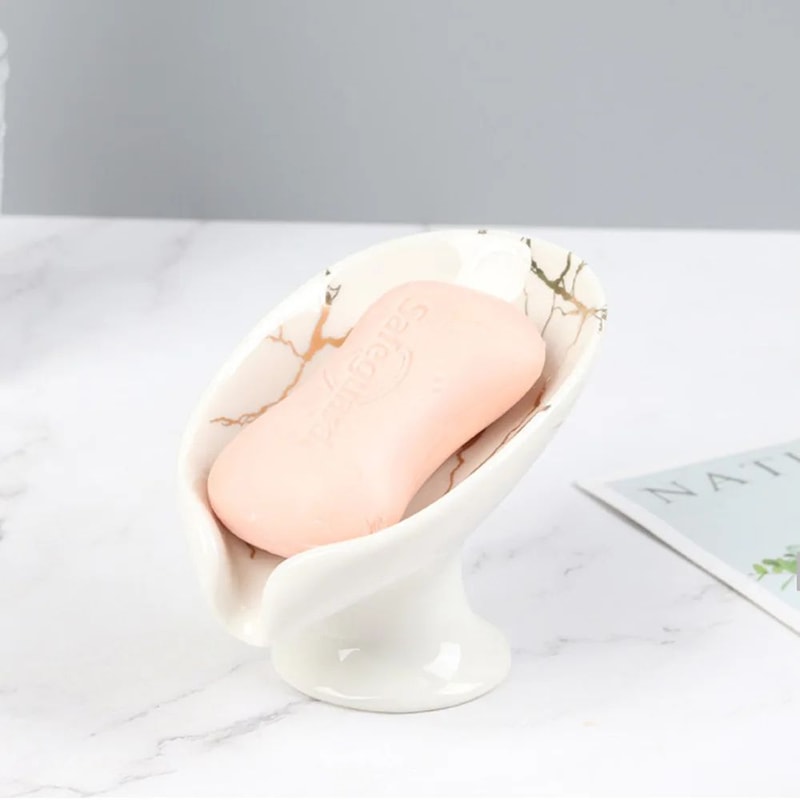 Ceramic Leaf Shape Soap Holder Dish 1