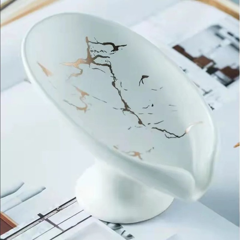 Ceramic Leaf Shape Soap Holder Dish 2