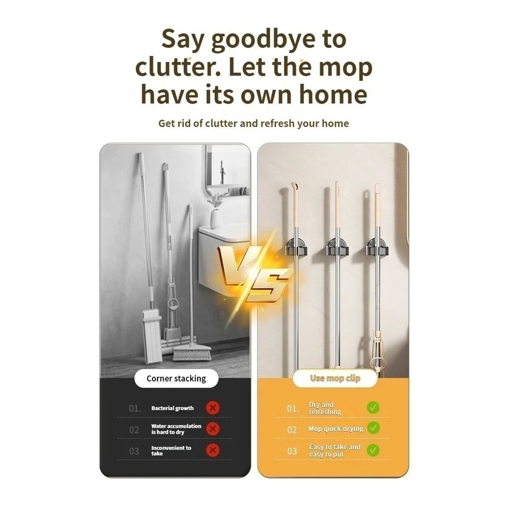 No Drill Suction Cup Mop And Broom Holder 7