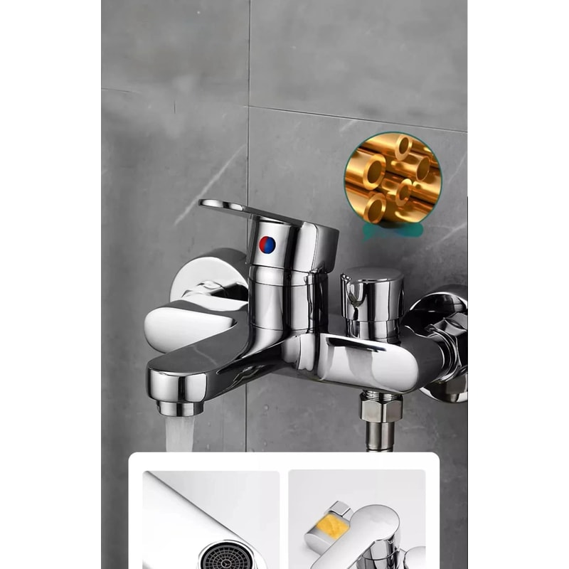 Gray Bathroom Shower Mixer Faucet Set 7