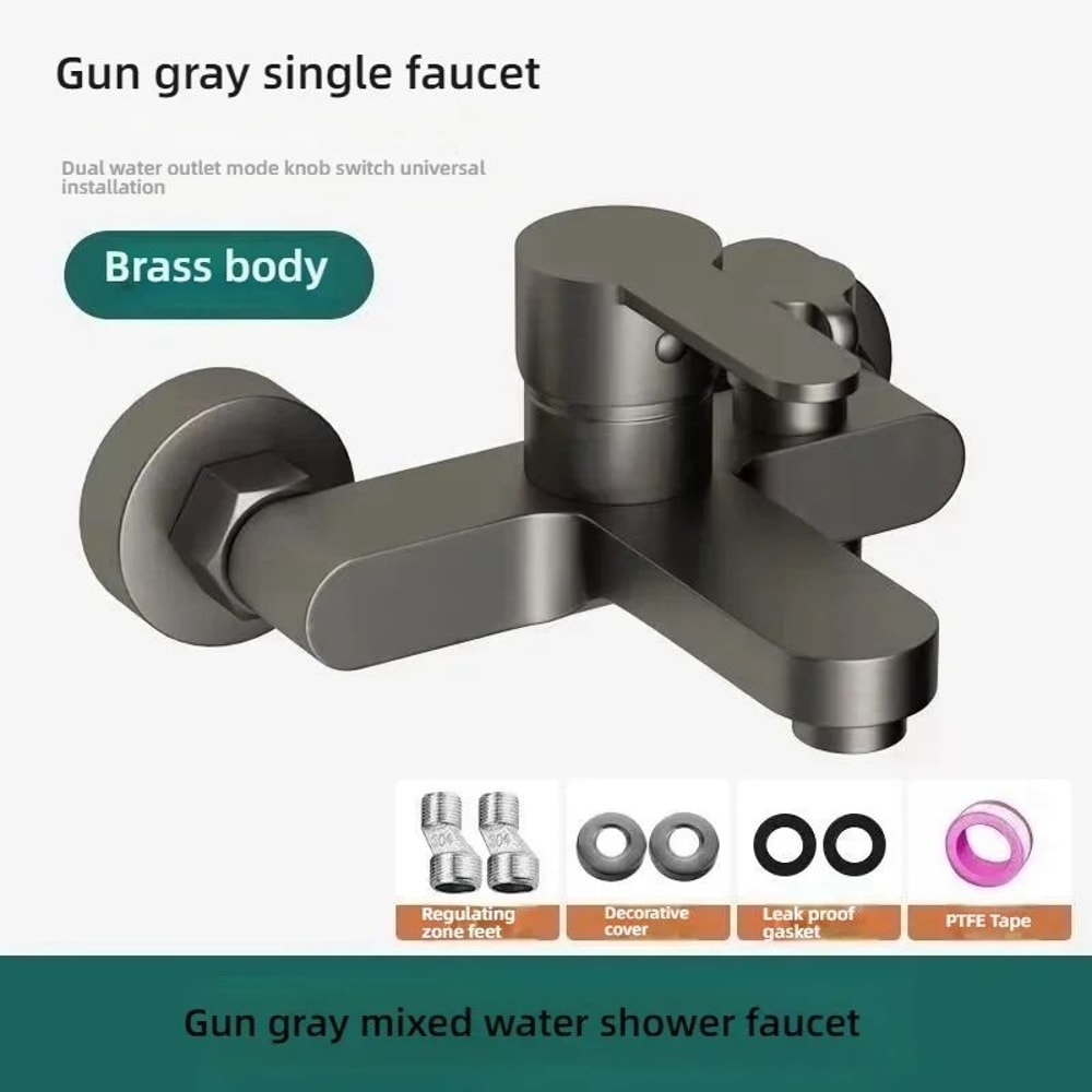 Gray Bathroom Shower Mixer Faucet Set 11