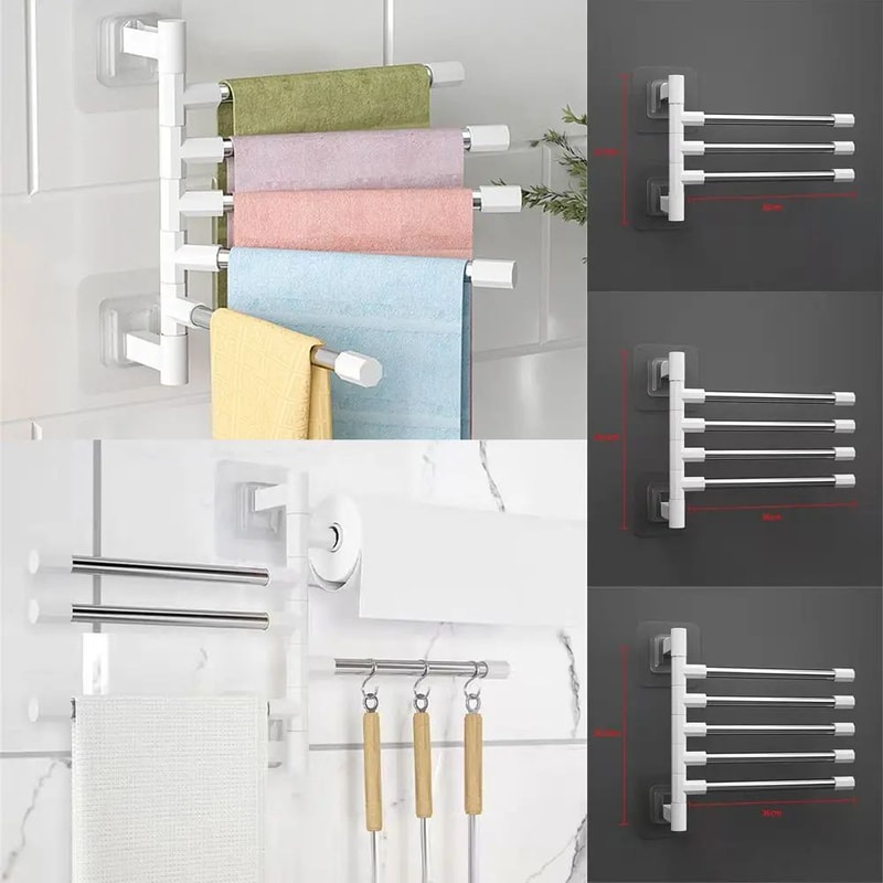 Aluminum Swing Arm Wall Mounted Towel Rack 3