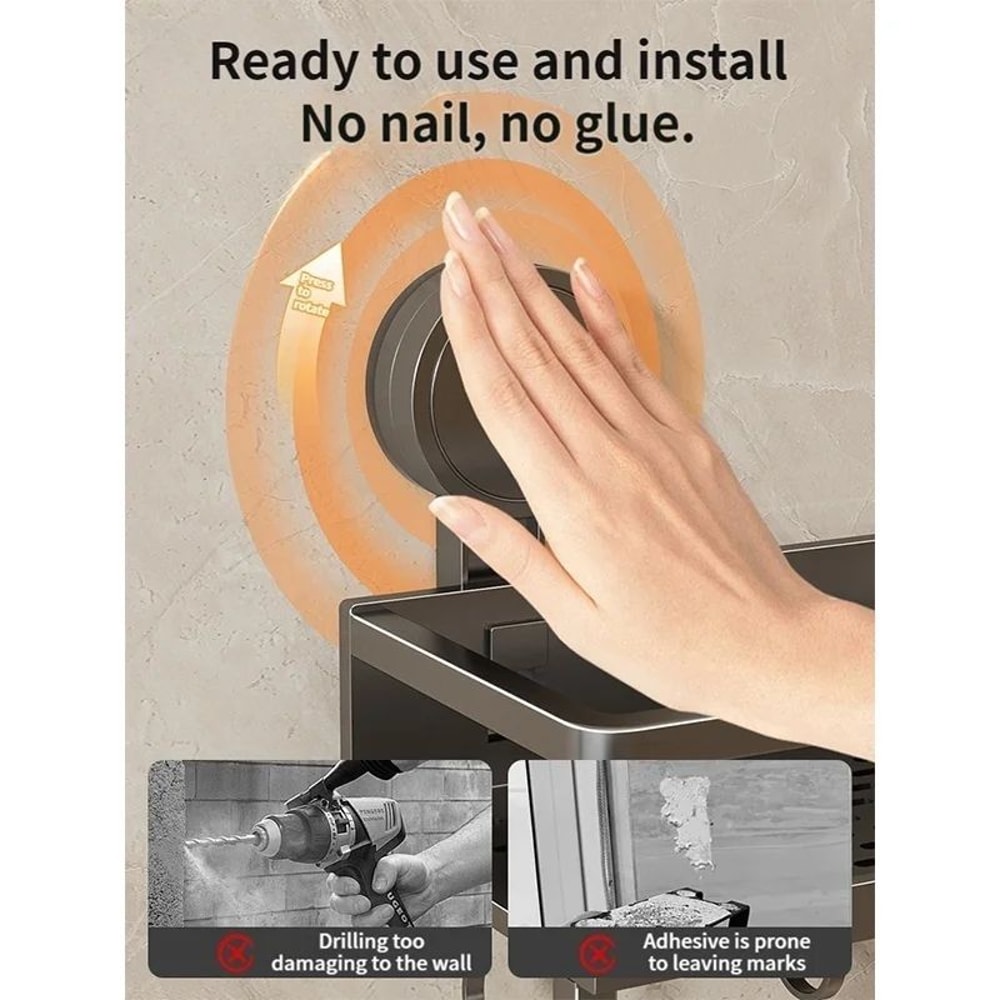 No Drill Suction Bathroom Storage Rack 1