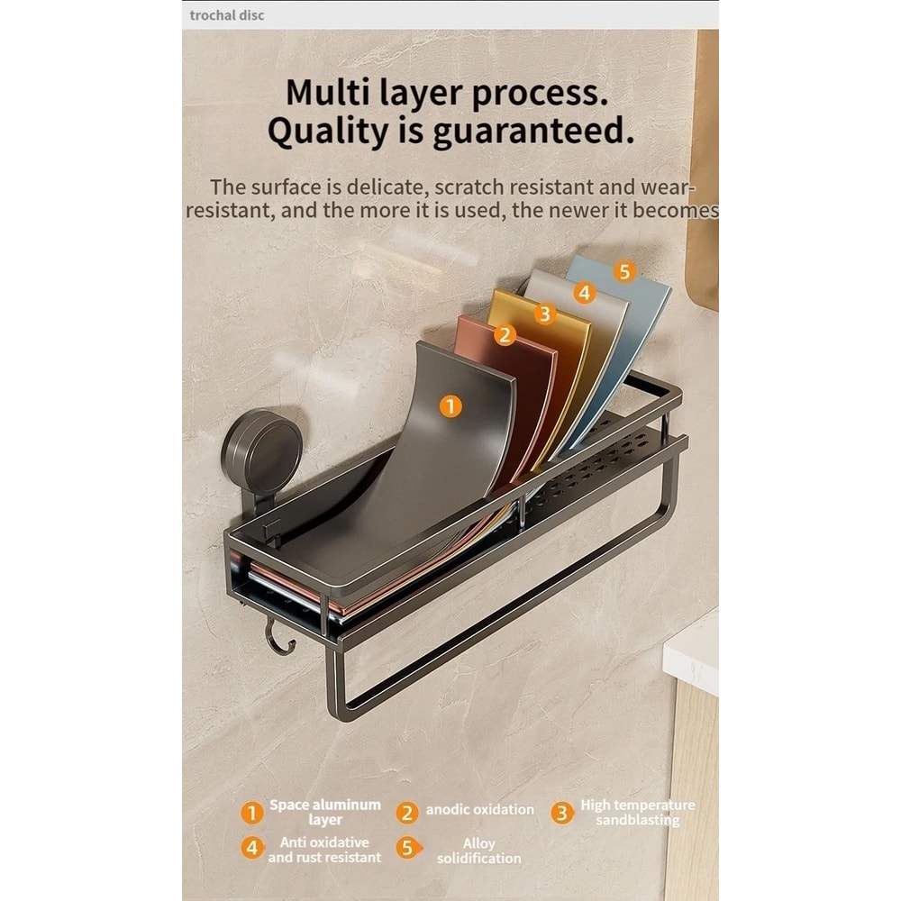 No Drill Suction Bathroom Storage Rack 9