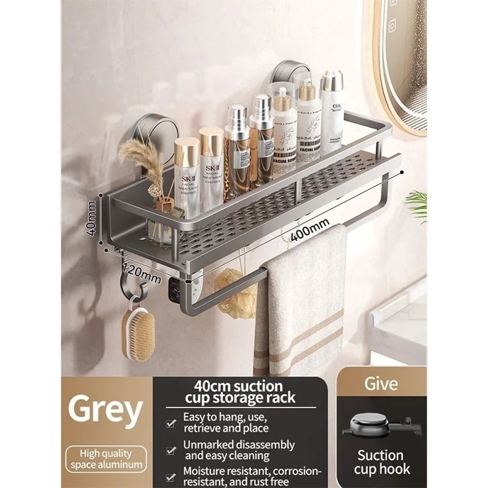 No Drill Suction Bathroom Storage Rack 12