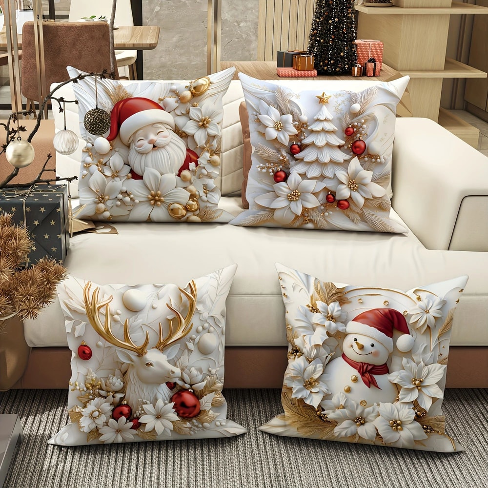 Christmas Velvet Pillow Cover Set 4