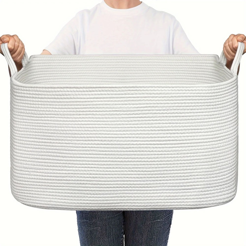 Large Woven Cotton Storage Basket 0