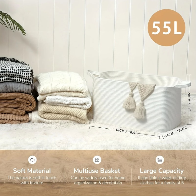 Large Woven Cotton Storage Basket 4