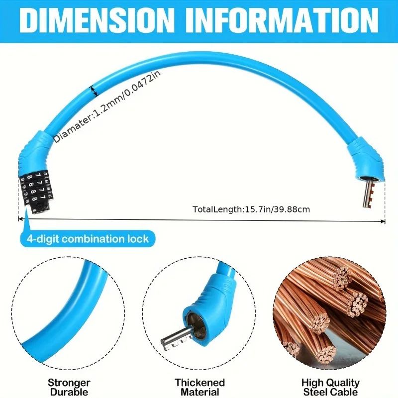 4 Digit Combination Bicycle Cable Lock 2
