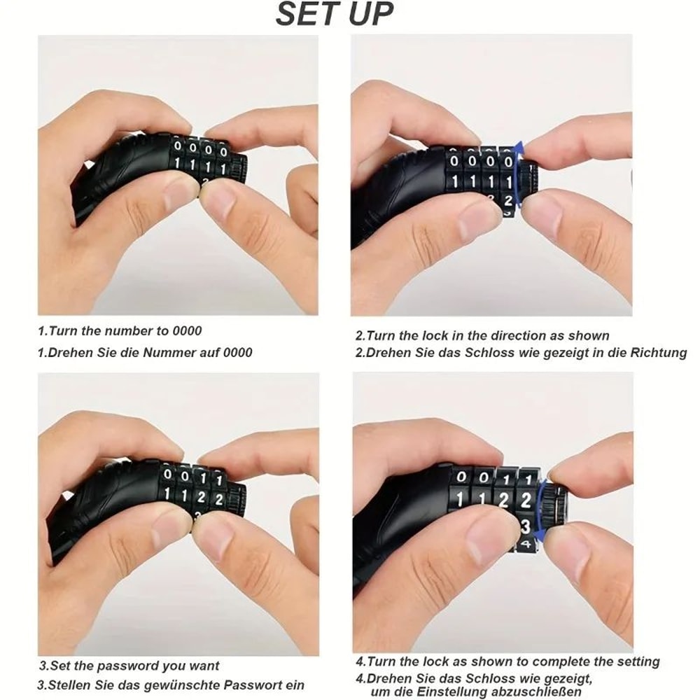 4 Digit Combination Bicycle Cable Lock 3