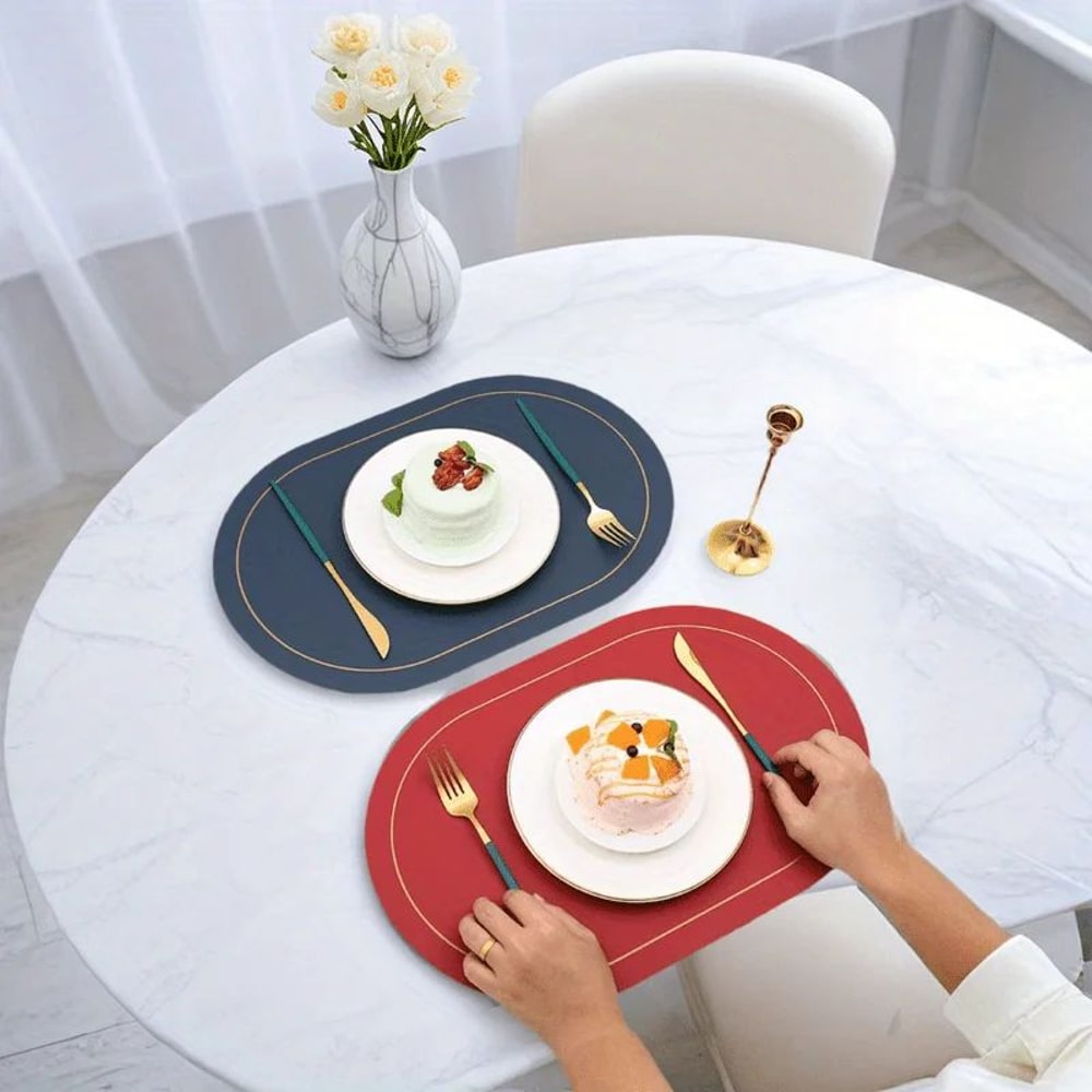 PU Leather Reversible Dining Placemats 5