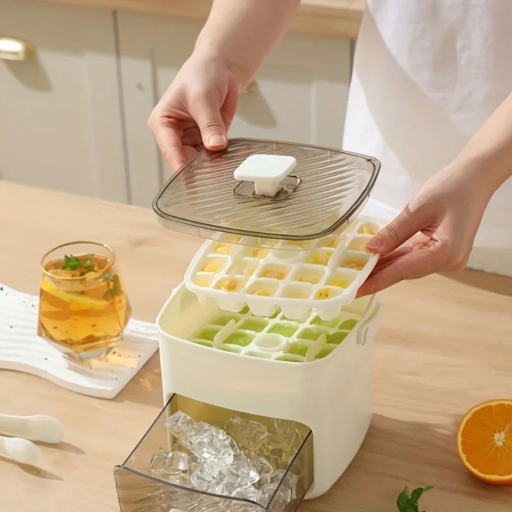 Press Type Ice Cube Tray With Lid 0