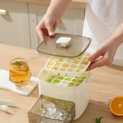 press type ice cube tray with lid