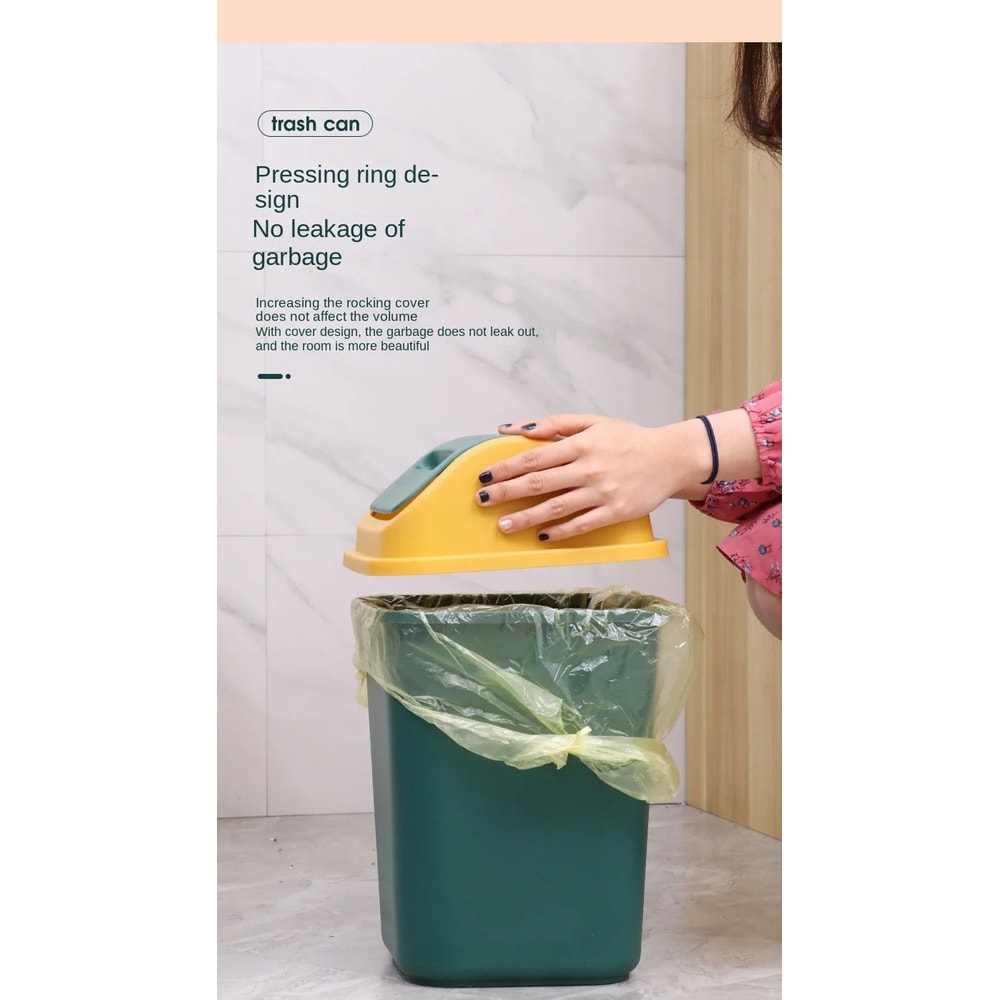 14L Square Plastic Trash Can With Lid 6