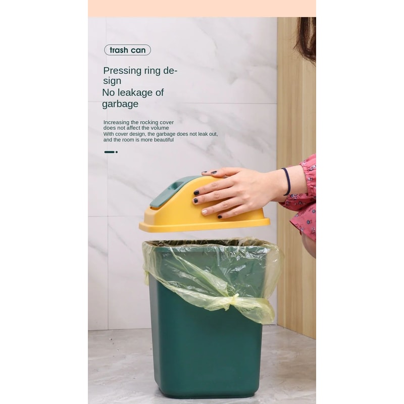14L Square Plastic Trash Can With Lid 6