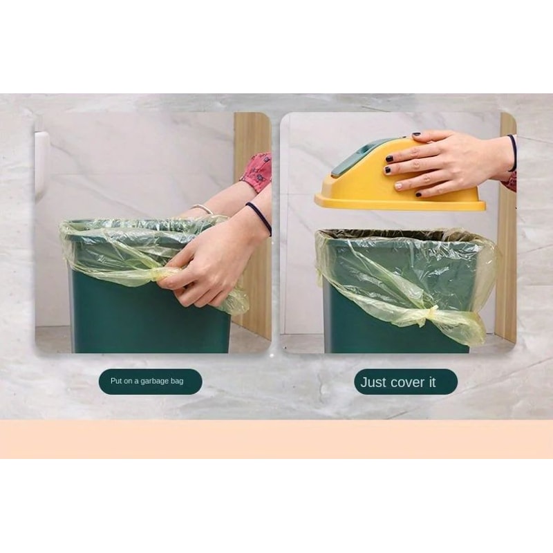 14L Square Plastic Trash Can With Lid 9