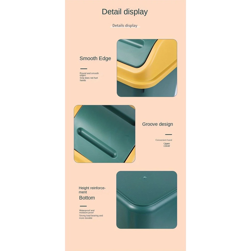 14L Square Plastic Trash Can With Lid 11