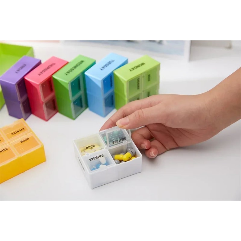 Rainbow 7 Day Pill Organizer Box 12