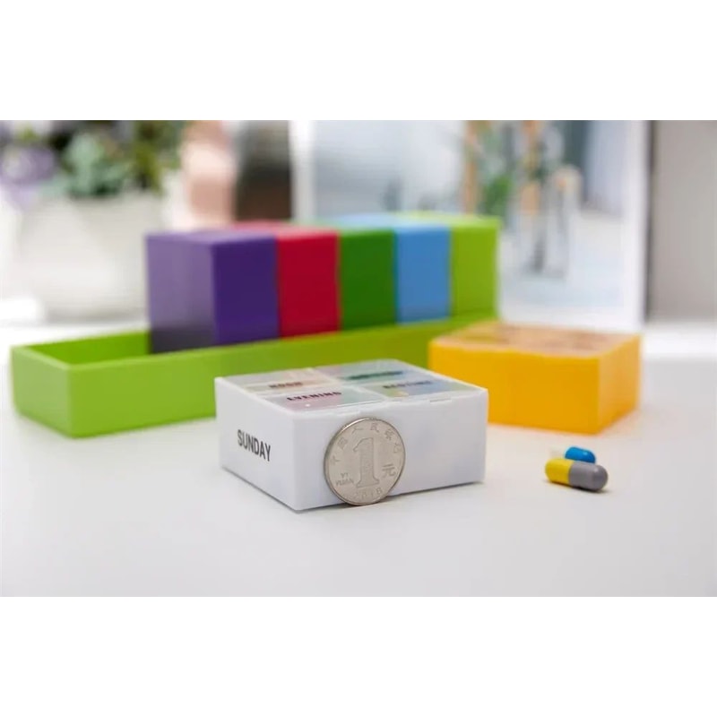 Rainbow 7 Day Pill Organizer Box 14