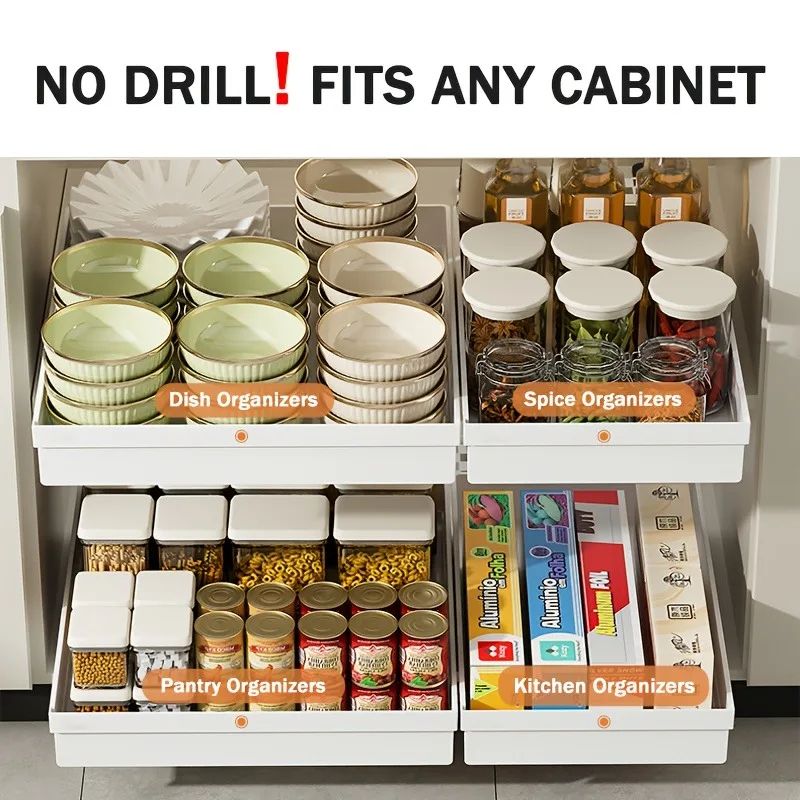 No Drill Slide Out Cabinet Organizer 0