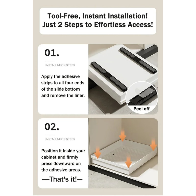 No Drill Slide Out Cabinet Organizer 9