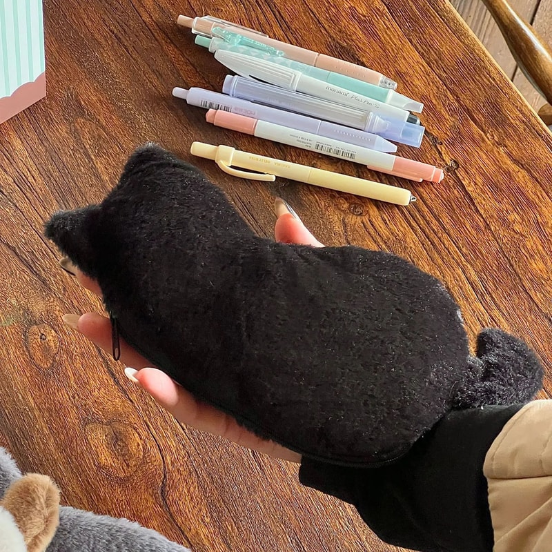 Plush Cat Pencil Case Storage Bag 8